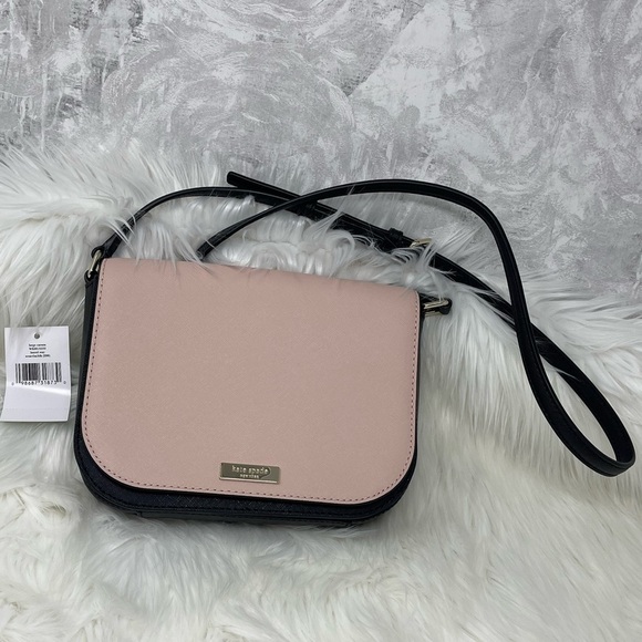 KATE SPADE NEW YORK LAUREL WAY LARGE CARSEN BLACK & PINK CROSSBODY LEATHER BAG - Picture 4 of 12